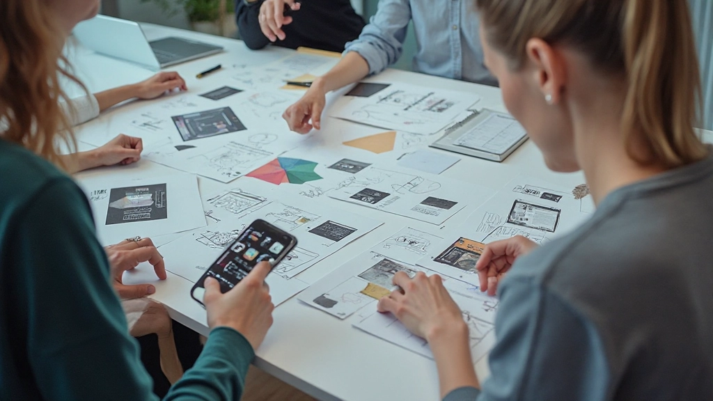Design-Prozess Visualisierung, Skizzen, digitale Werkzeuge, Zusammenarbeit