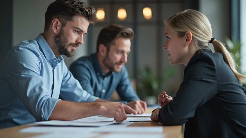 Review-Meeting mit Design-System: Designer diskutiert Komponenten-Updates auf Whiteboard und Monitor